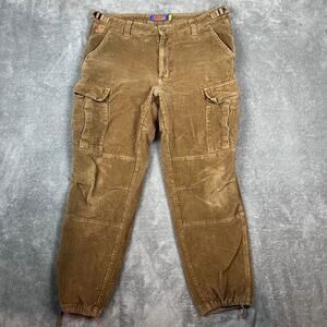 Empyre Corduroy Pants Mens 32 Tan Cargo Style Straight Leg Cuffed Baggy